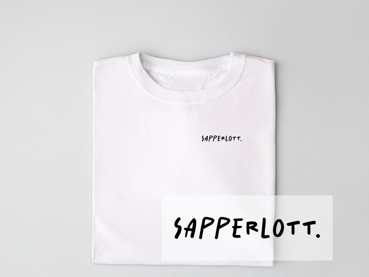 Bügelbild "Sapperlott." | DTF-Transfer bayerischer Spruch | Handlettering schwarz/weiß