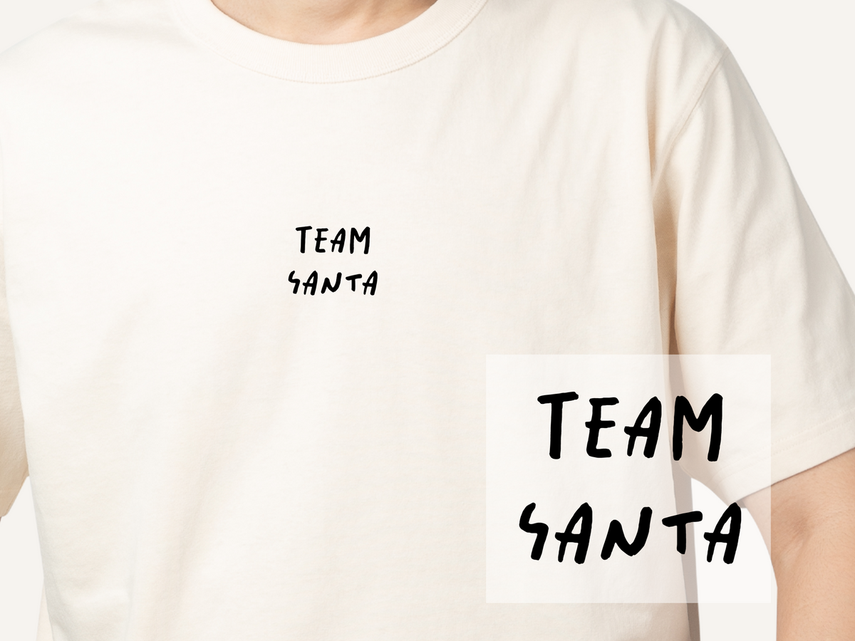 Bügelbild "Team Santa" | DTF-Transfer Weihnachts-Statement | Handlettering zweizeilig