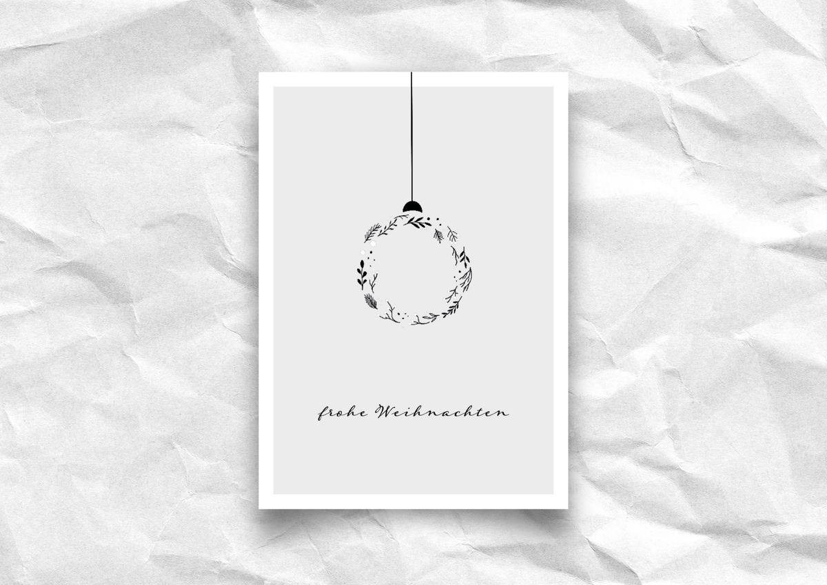 Weihnachtskarte "Frohe Weihnachten" | Postkarte mit botanischem Kranz-Ornament | Recyclingpapier