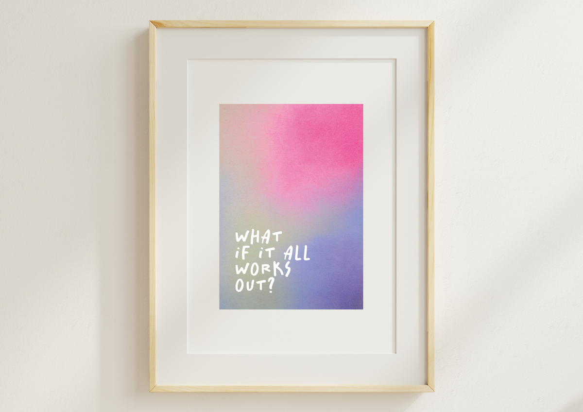 Kunstdruck "What if it all works out?" | Poster Farbverlauf Pink-Lila | 13x18 Recyclingpapier