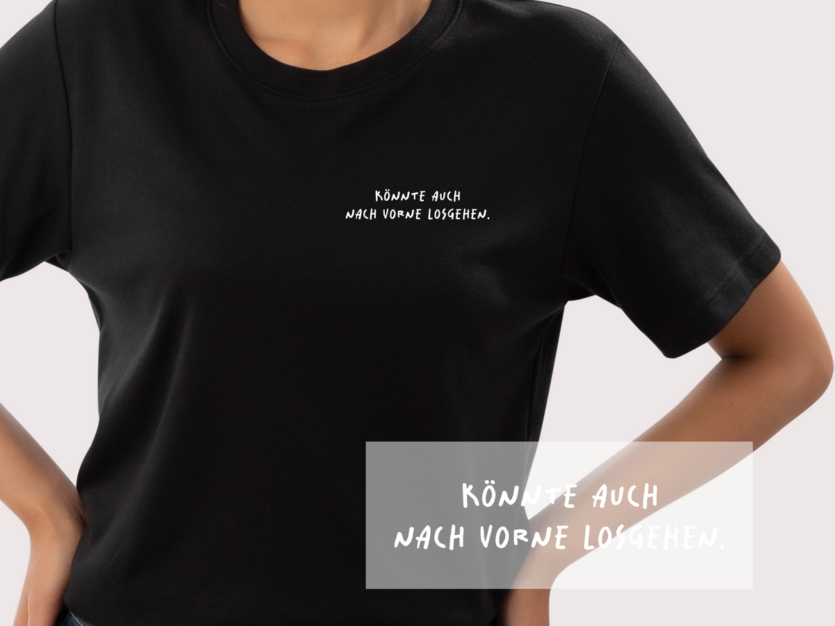 Bügelbild "Könnte auch nach vorne losgehen." | DTF-Transfer Motivations-Spruch | Handlettering