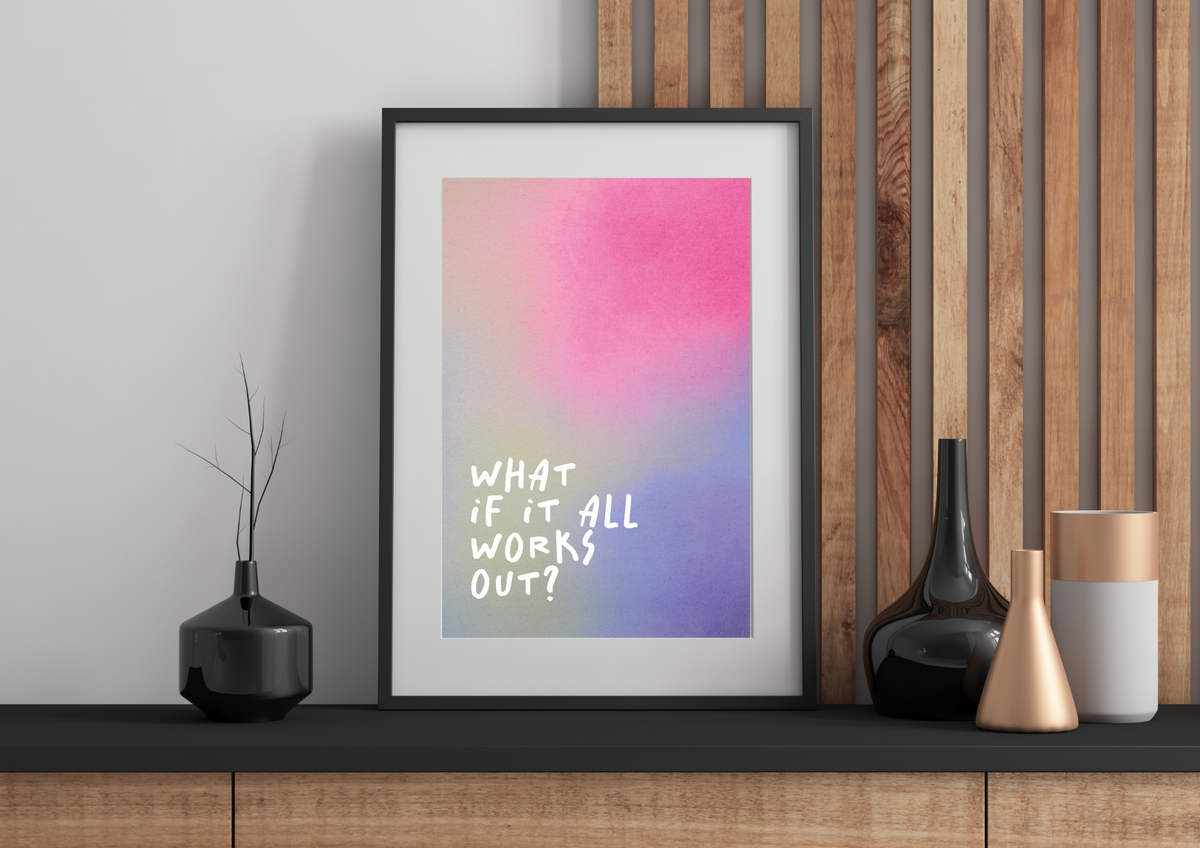 Kunstdruck "What if it all works out?" | Poster Farbverlauf Pink-Lila | 13x18 Recyclingpapier
