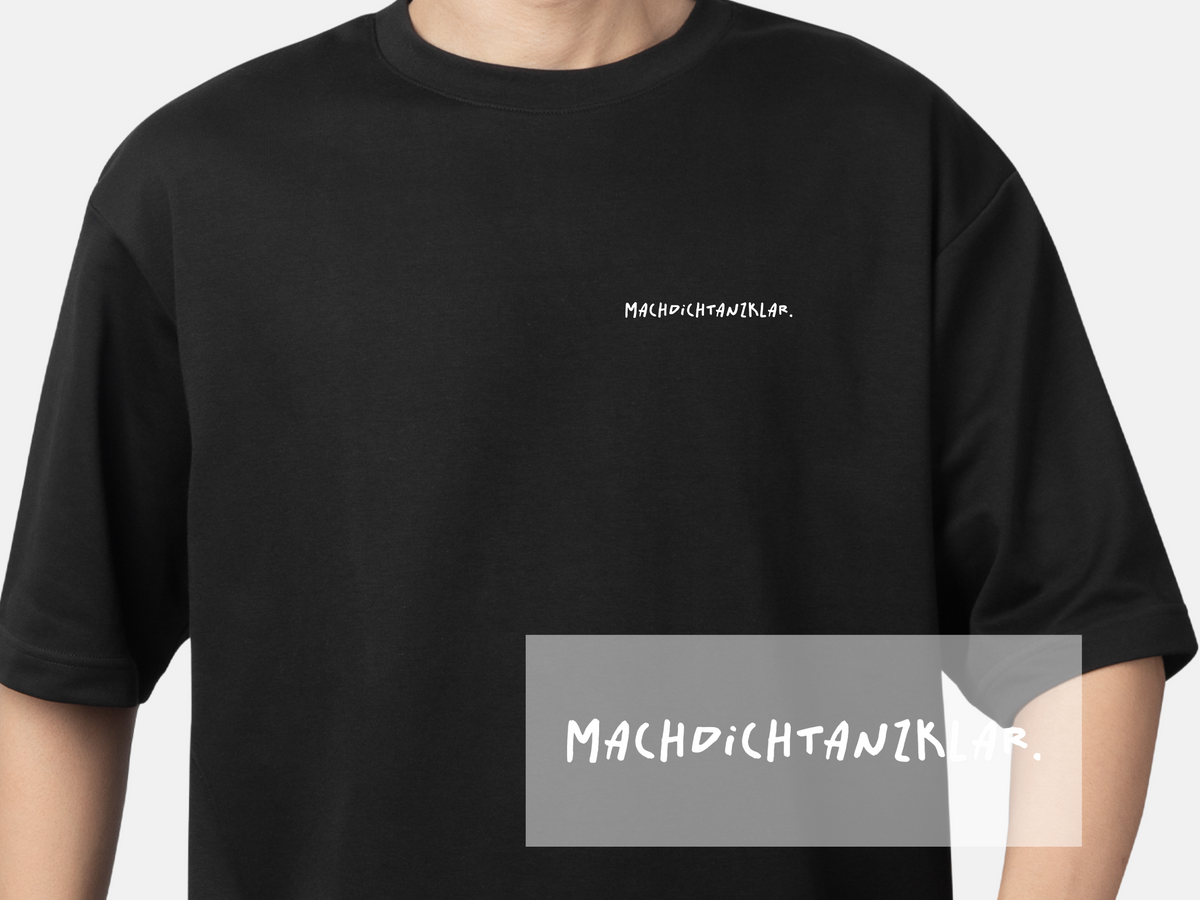 Bügelbild "Machdichtanzklar." | DTF-Transfer Party-Spruch | Handlettering schwarz/weiß