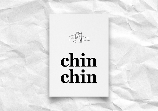 Postkarte „chin chin“ – minimalistische Feier- & Glückwunschkarte | moderne Postkarte zum Anstoßen