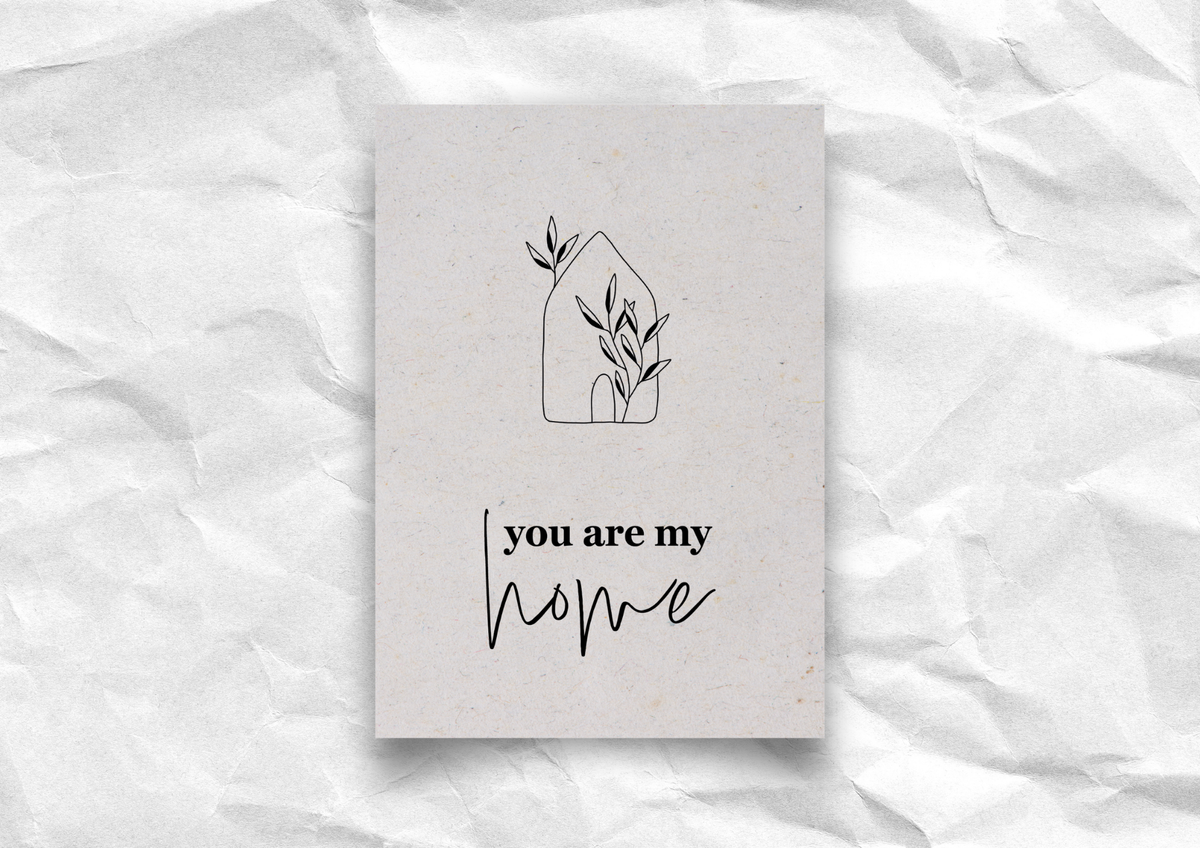 Postkarte "You Are My Home" | Liebeskarte mit Haus-Illustration | Recyclingpapier