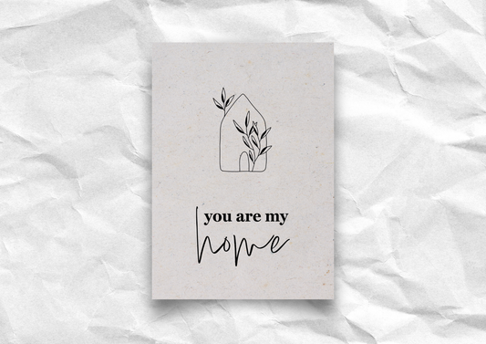 Postkarte "You Are My Home" | Liebeskarte mit Haus-Illustration | Recyclingpapier