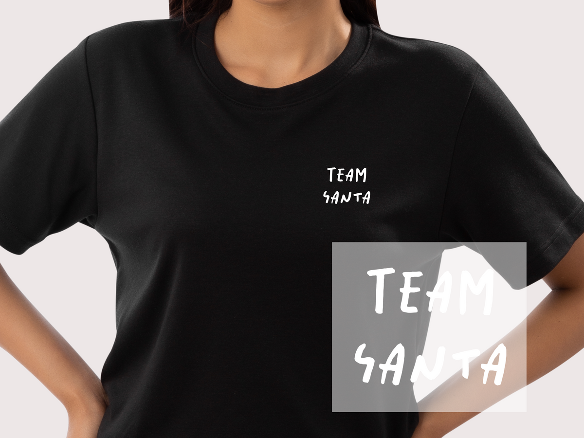 Bügelbild "Team Santa" | DTF-Transfer Weihnachts-Statement | Handlettering zweizeilig