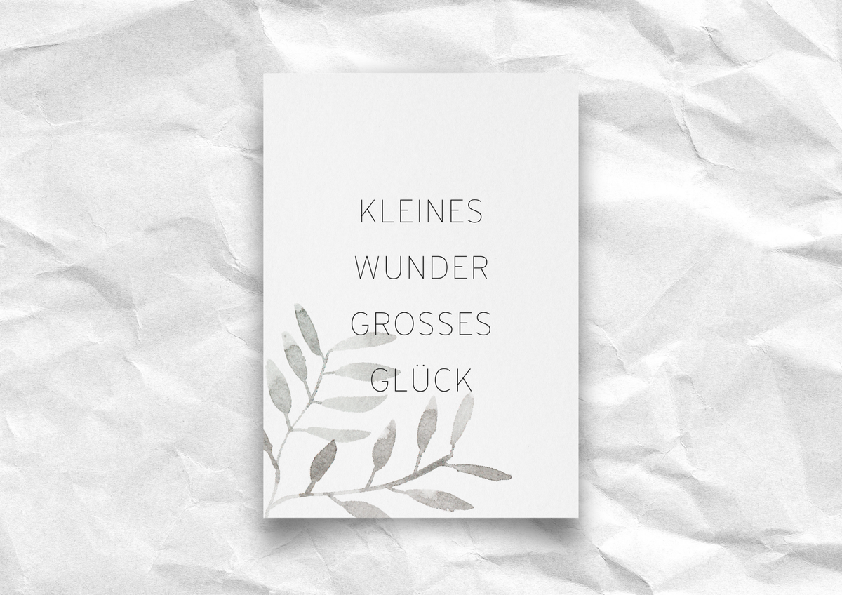 Babykarte "Kleines Wunder, großes Glück" | Postkarte zur Geburt | Recyclingpapier