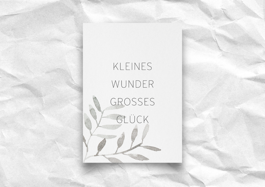 Babykarte "Kleines Wunder, großes Glück" | Postkarte zur Geburt | Recyclingpapier