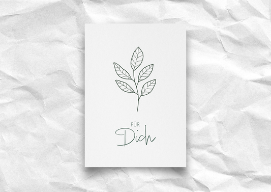 Postkarte „Für dich“ – liebevolle, minimalistische Grußkarte mit botanischem Motiv