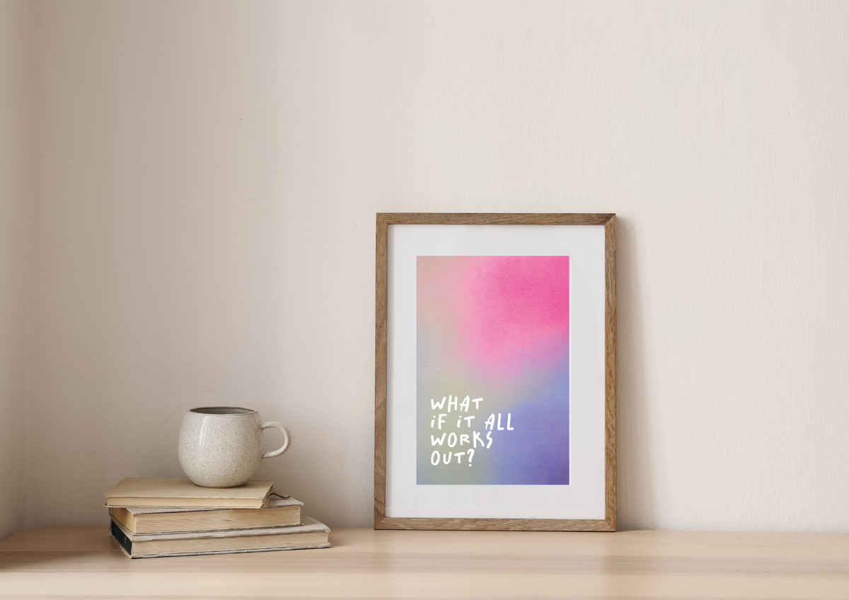 Kunstdruck "What if it all works out?" | Poster Farbverlauf Pink-Lila | 13x18 Recyclingpapier