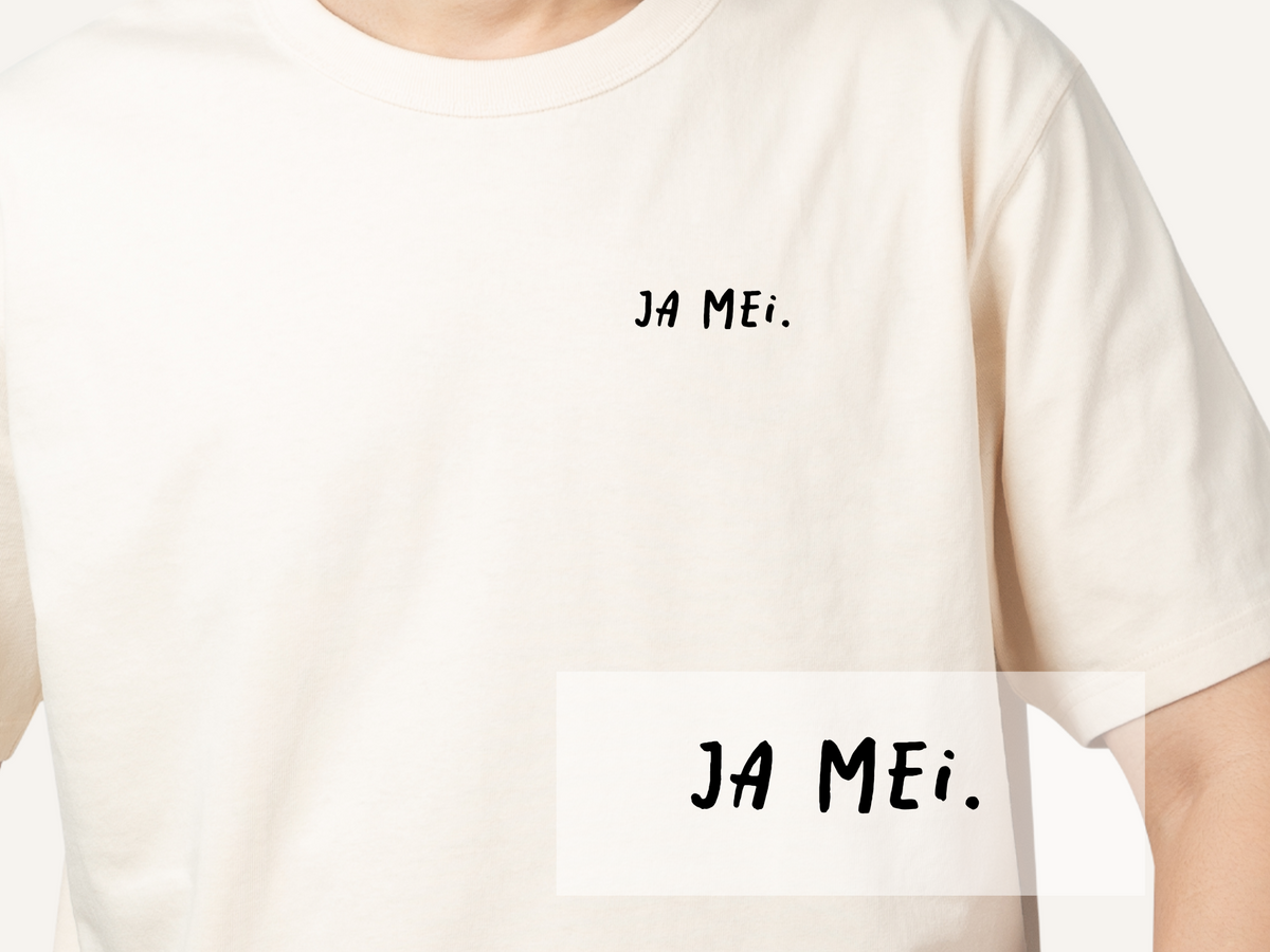 Bügelbild "Ja mei." | DTF-Transfer bayerischer Ausruf | Handlettering schwarz/weiß