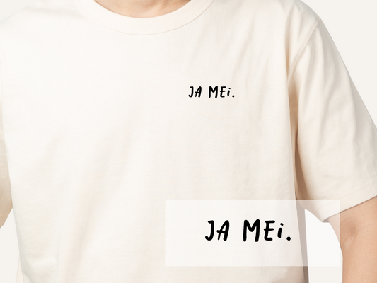 Bügelbild "Ja mei." | DTF-Transfer bayerischer Ausruf | Handlettering schwarz/weiß