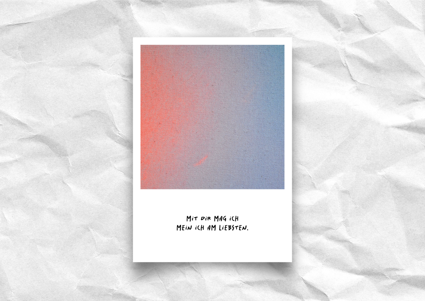 Postkarte "Mit dir mag ich mein Ich am liebsten" | Liebeskarte Polaroid-Look | Recyclingpapier