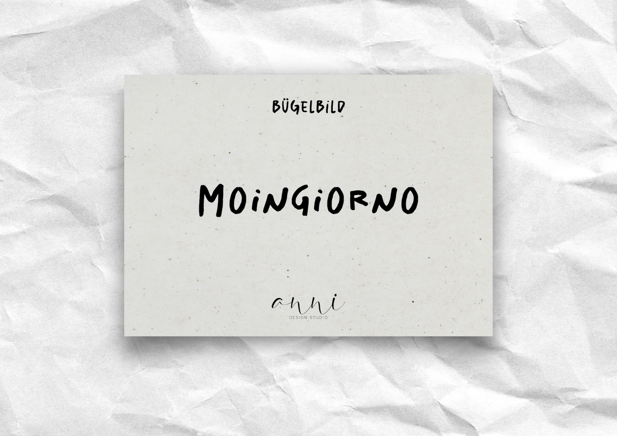 Bügelbild "Moingiorno" | DTF-Transfer Wortspiel | Norddeutsch-italienischer Gruß