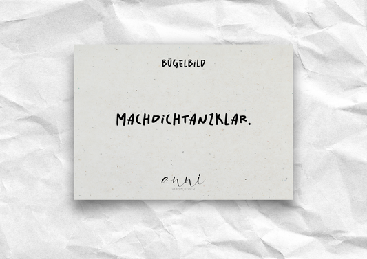 Bügelbild "Machdichtanzklar." | DTF-Transfer Party-Spruch | Handlettering schwarz/weiß