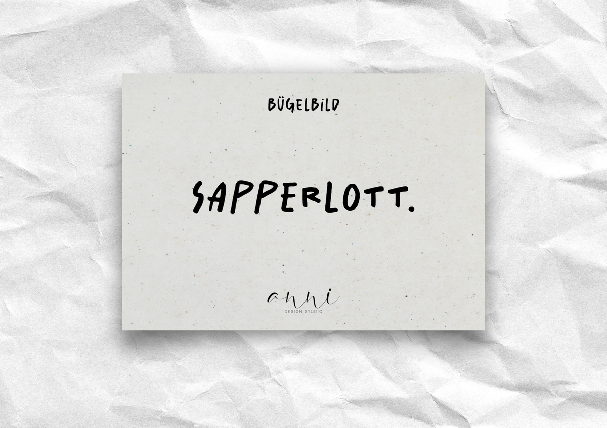 Bügelbild "Sapperlott." | DTF-Transfer bayerischer Spruch | Handlettering schwarz/weiß