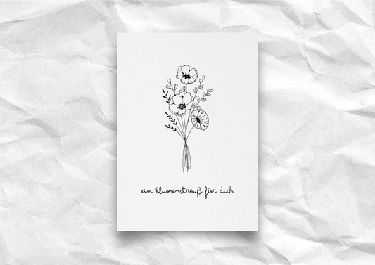 Postkarte "Ein Blumenstrauß für dich" | Blumen-Lineart Grußkarte | Recyclingpapier