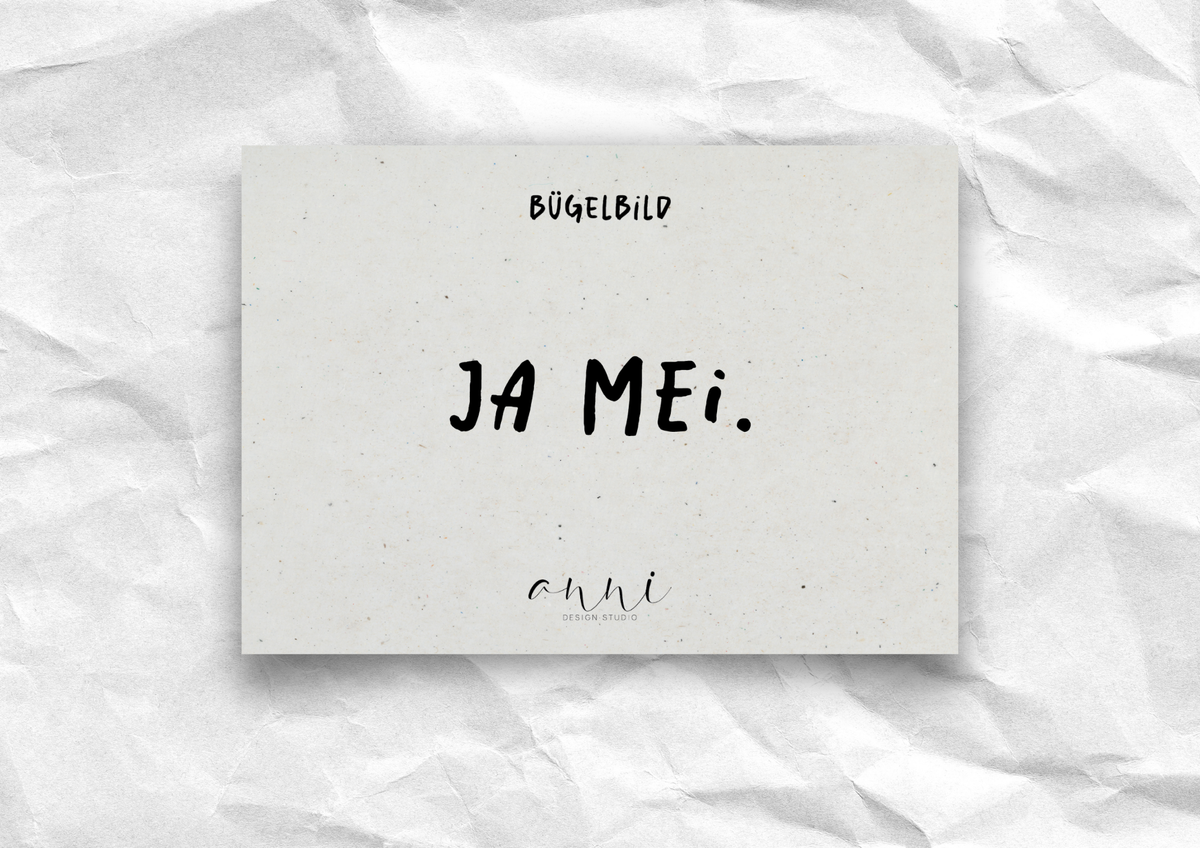 Bügelbild "Ja mei." | DTF-Transfer bayerischer Ausruf | Handlettering schwarz/weiß