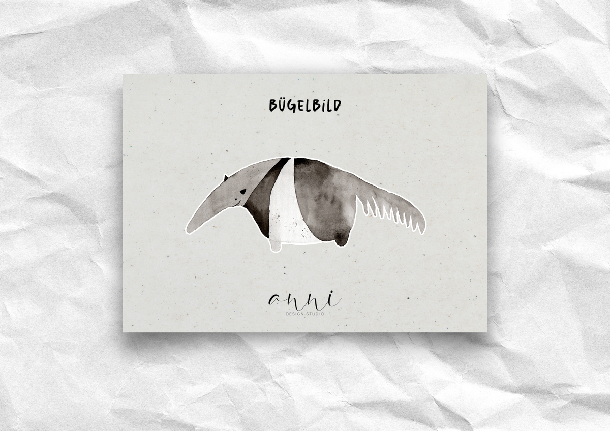 Bügelbild Ameisenbär | DTF-Transfer Aquarell-Illustration | Ausgefallenes Tiermotiv
