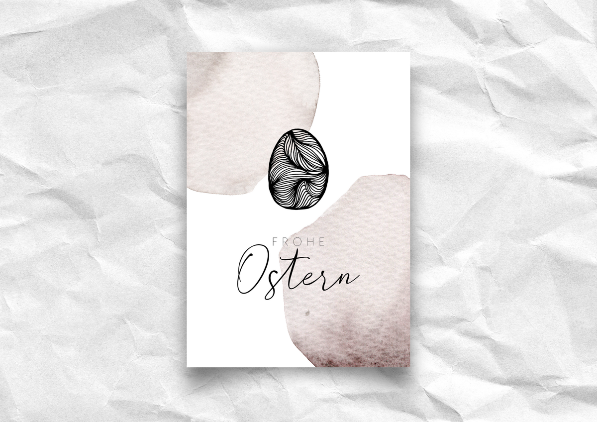 Osterkarte "Frohe Ostern" | Postkarte mit Aquarell-Osterei | Recyclingpapier, 3 Farben