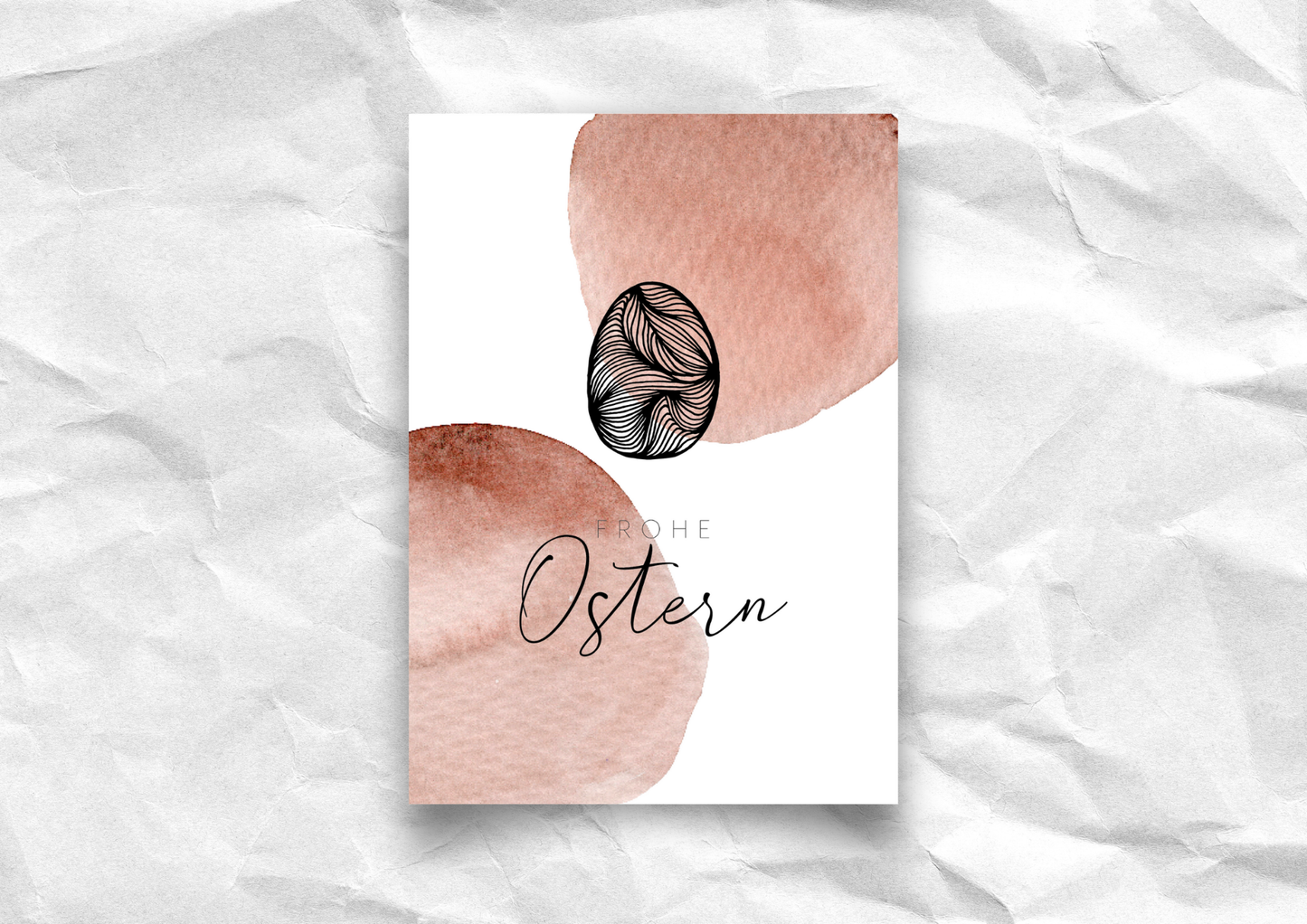 Osterkarte "Frohe Ostern" | Postkarte mit Aquarell-Osterei | Recyclingpapier, 3 Farben
