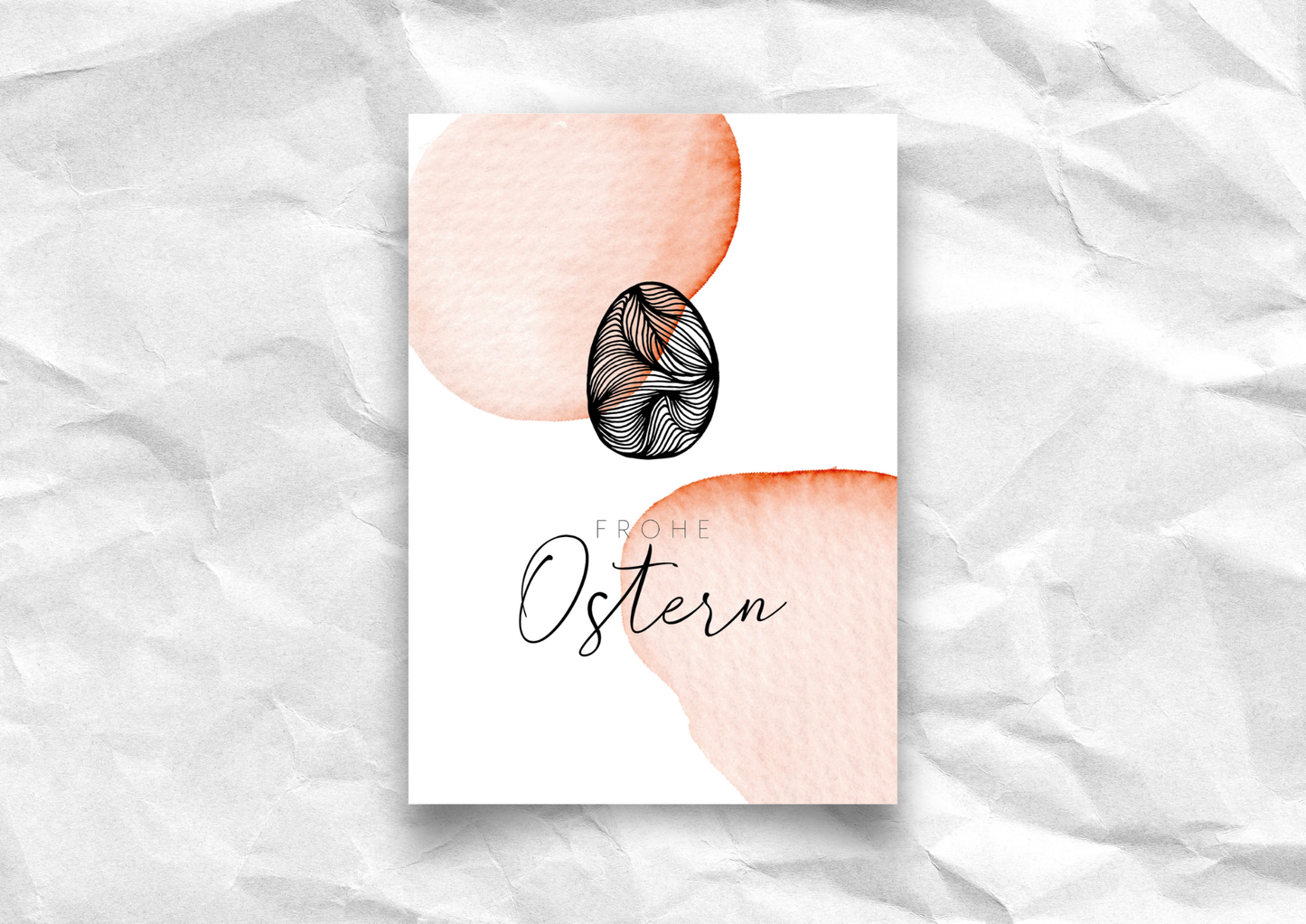 Osterkarte "Frohe Ostern" | Postkarte mit Aquarell-Osterei | Recyclingpapier, 3 Farben