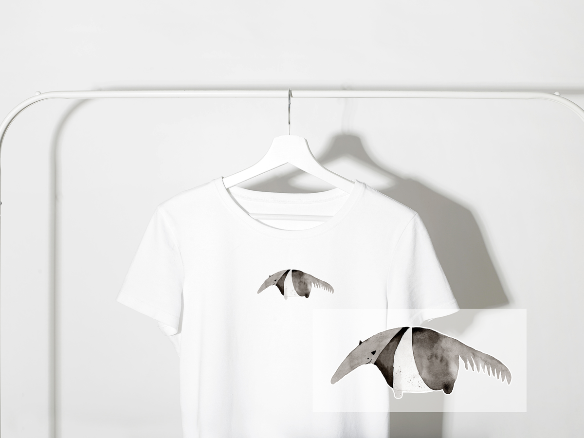Bügelbild Ameisenbär | DTF-Transfer Aquarell-Illustration | Ausgefallenes Tiermotiv