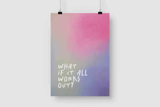 Kunstdruck "What if it all works out?" | Poster Farbverlauf Pink-Lila | 13x18 Recyclingpapier