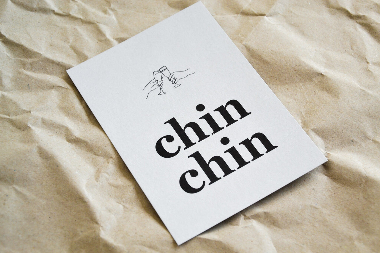 Postkarte „chin chin“ exklusive Grußkarte für jeden Anlass, Freundschaft, minimalistisch