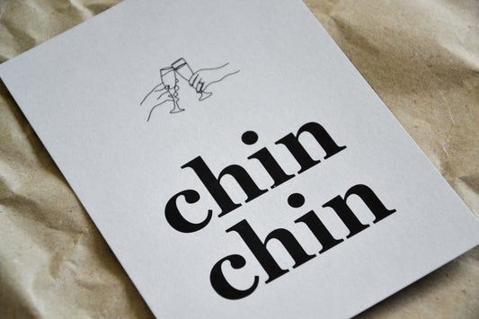 Postkarte „chin chin“ exklusive Grußkarte für jeden Anlass, Freundschaft, minimalistisch